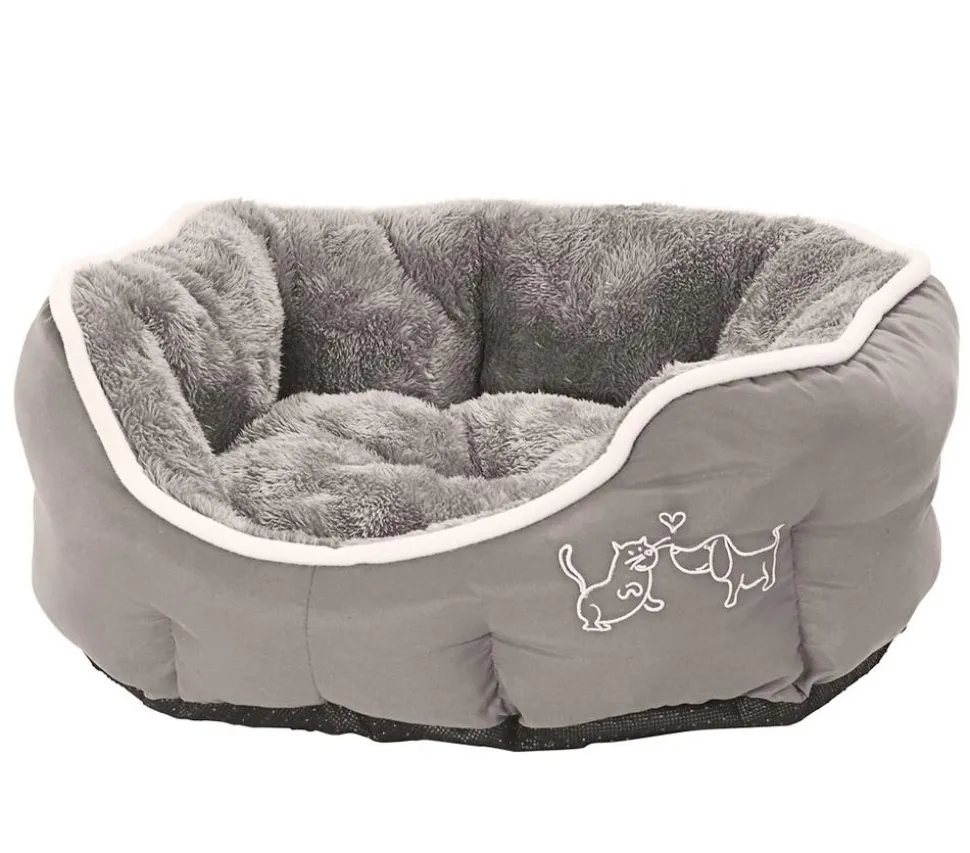 Dehner Lieblinge Kuschelbett Sammy, oval, grau