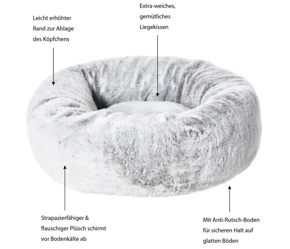 Dehner Lieblinge Kuschelbett Tender, rund, grau