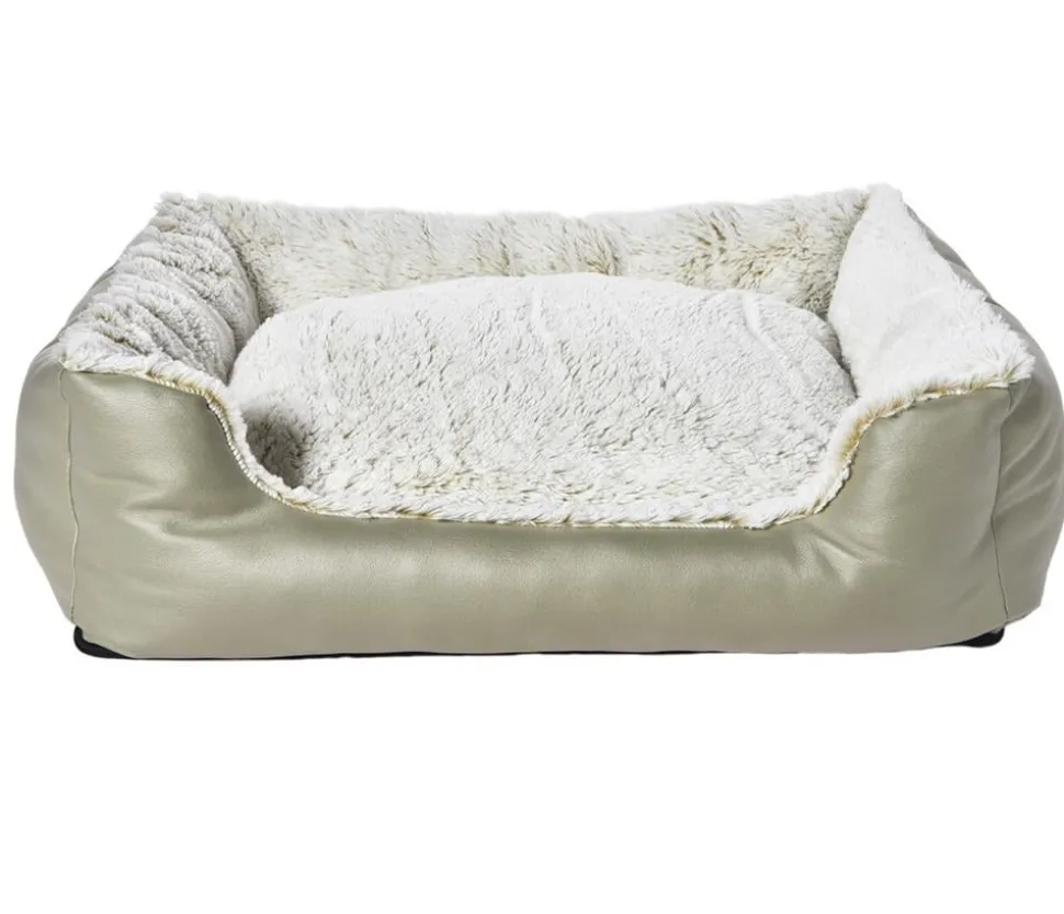 Dehner Lieblinge Kuschelbett Casim, rechteckig, beige/weiß