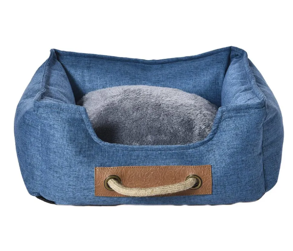 Dehner Lieblinge Kuschelbett Cyrus, rechteckig, blau