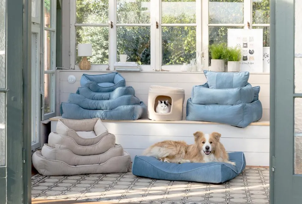 Dehner Lieblinge Kuschelbett Baroque, rechteckig, petrol