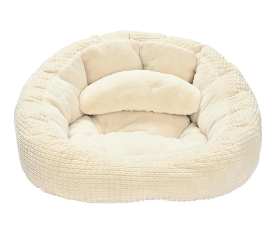 Dehner Lieblinge Kuschelbett Flocke, oval, weiß, ca. B75/H36/T70 cm