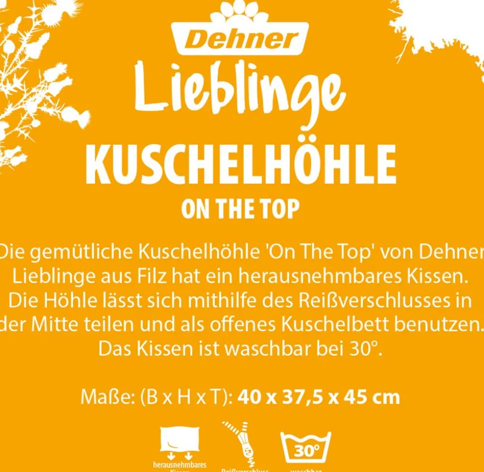 Dehner Lieblinge Kuschelhöhle On The Top, grau, rund, ca. B40/H37,5/T45 cm
