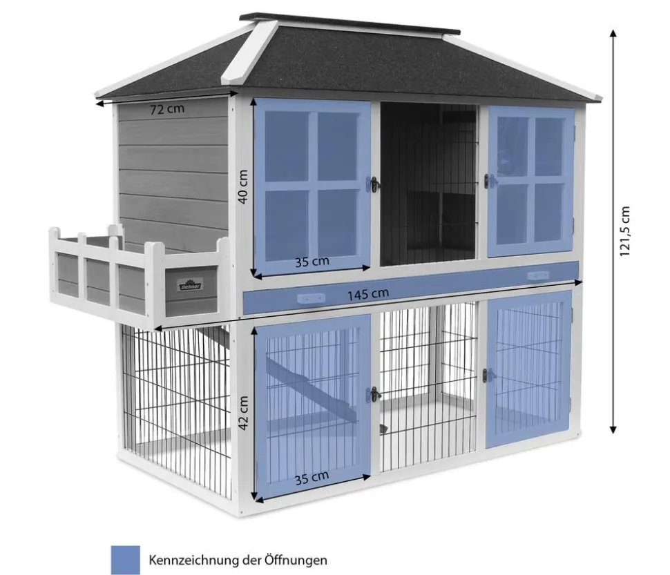 Dehner Lieblinge Nagerheim Palazzo, blau, ca. B145/H121/T72 cm
