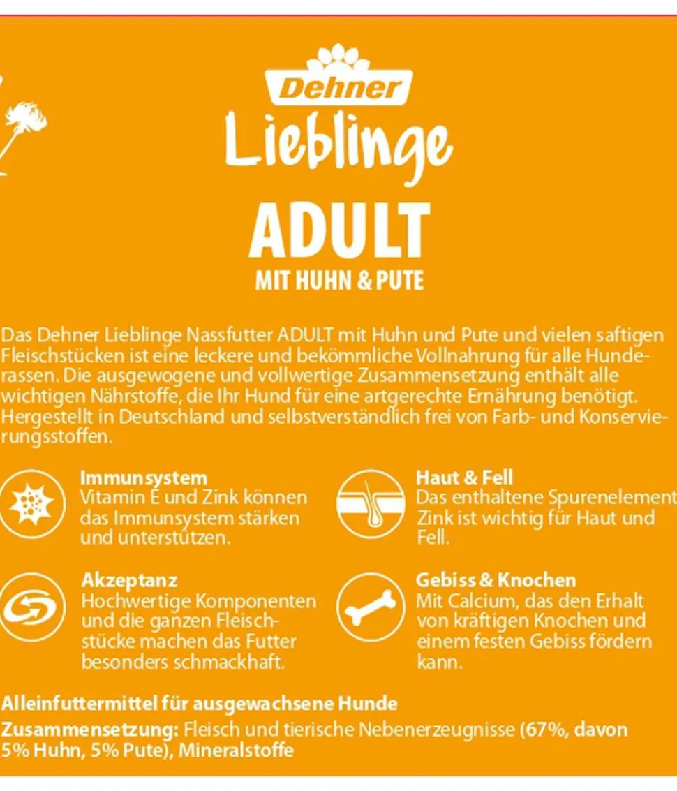 Dehner Lieblinge Nassfutter für Hunde Adult