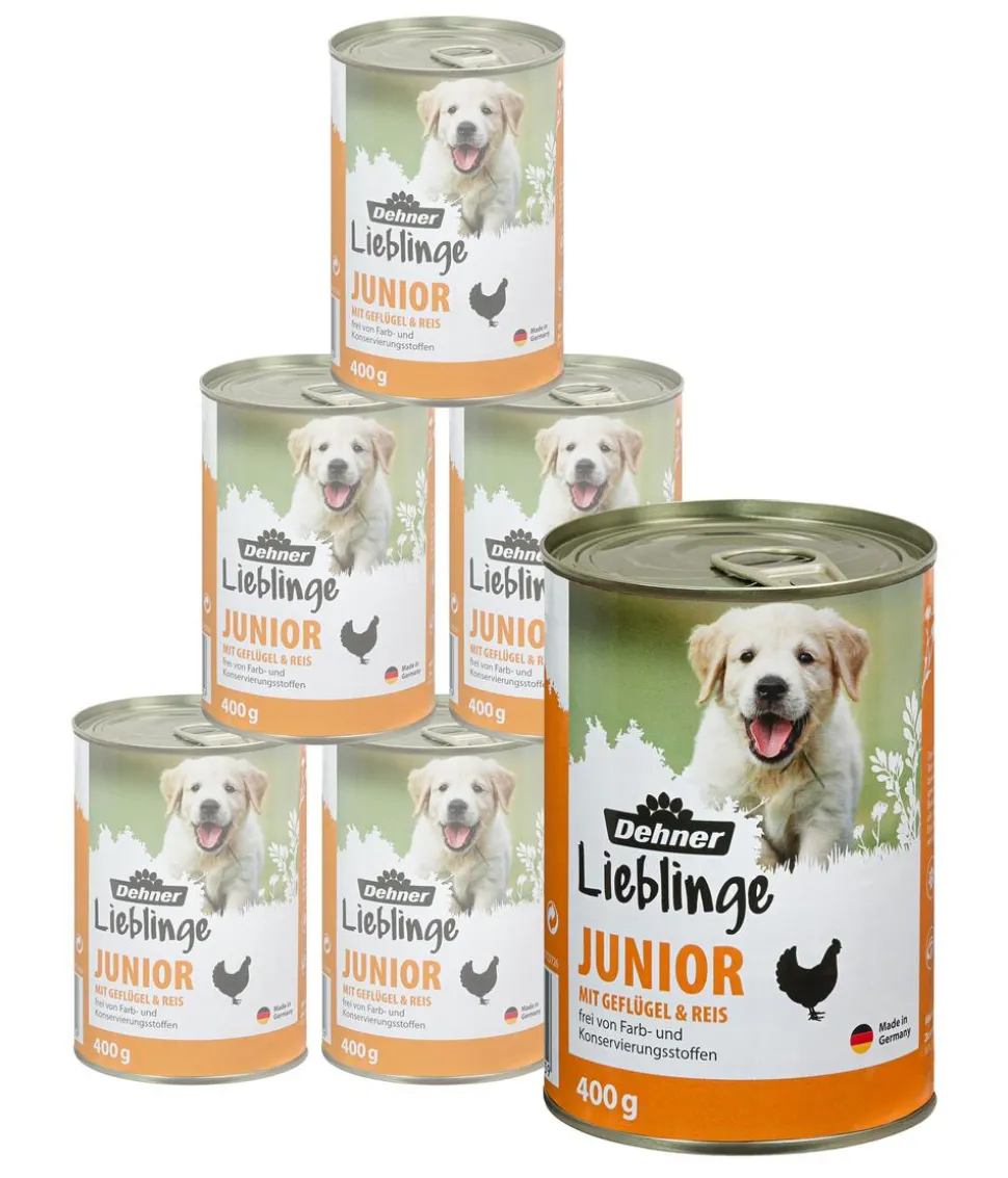 Dehner Lieblinge Nassfutter für Hunde Junior, Geflügel & Reis
