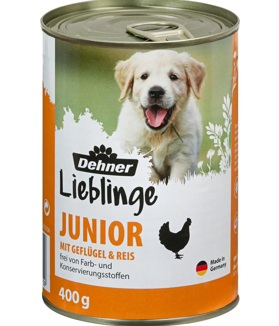 Dehner Lieblinge Nassfutter für Hunde Junior, Geflügel & Reis