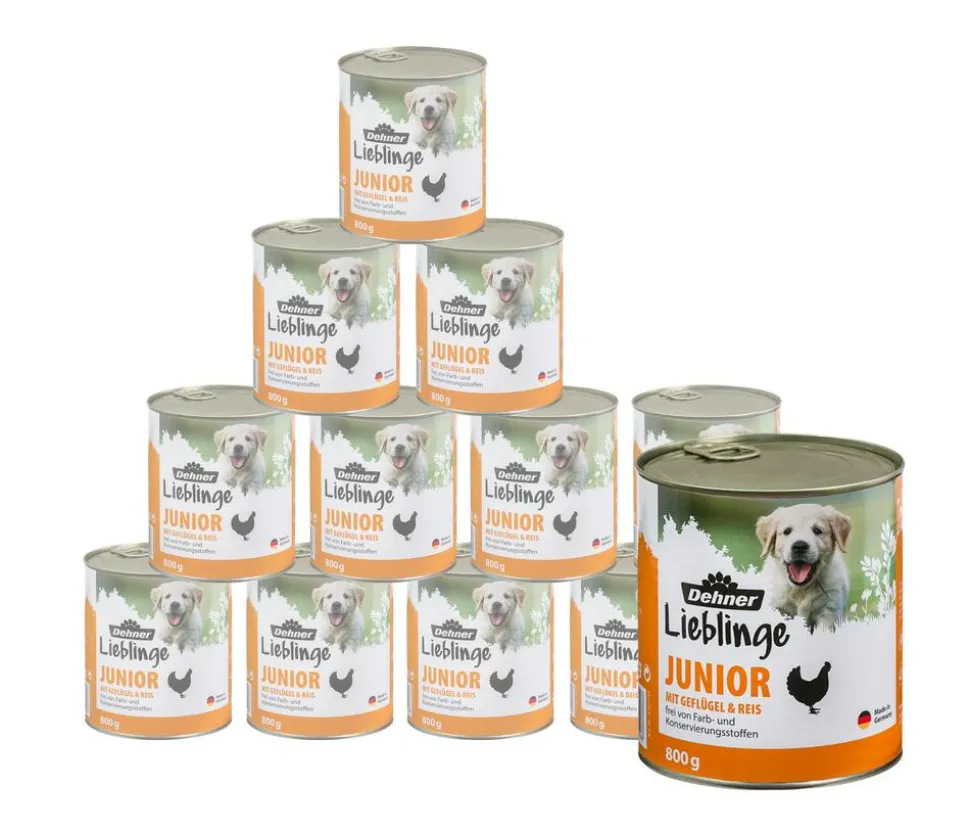 Dehner Lieblinge Nassfutter für Hunde Junior, Geflügel & Reis