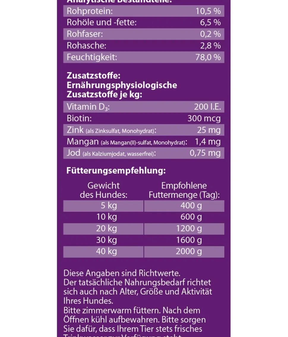 Dehner Lieblinge Nassfutter für Hunde Senior, Geflügel & Lamm, 6 x 400 g/800 g