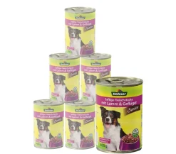 Dehner Lieblinge Nassfutter für Hunde Senior, Geflügel & Lamm, 6 x 400 g/800 g