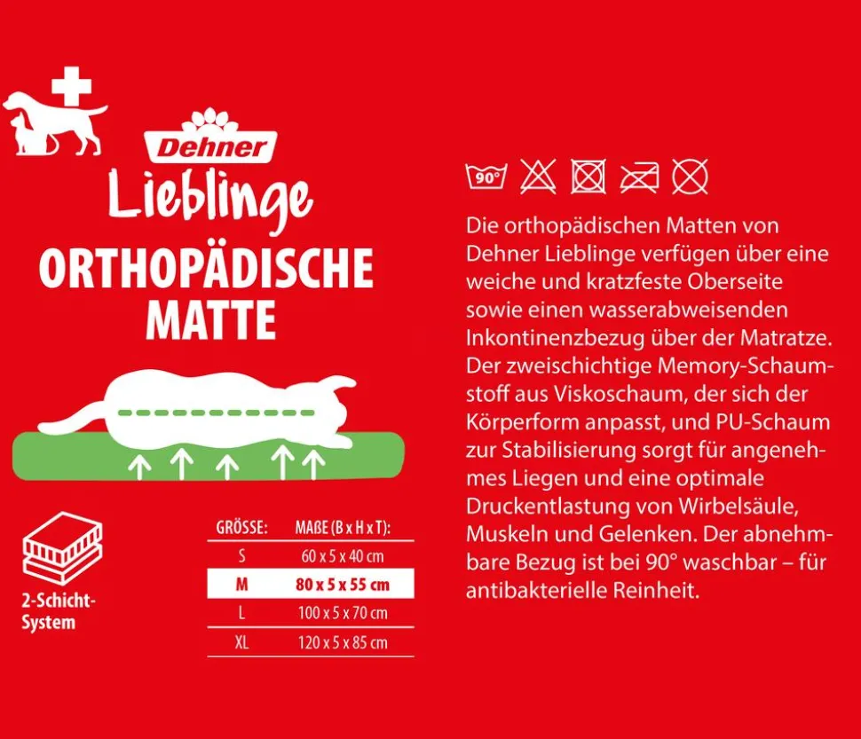 Dehner Lieblinge Orthopädische Hundematte Somnus, rechteckig, grau
