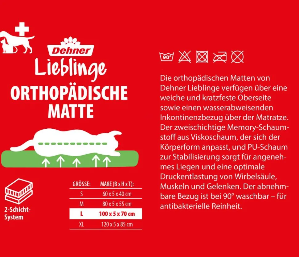 Dehner Lieblinge Orthopädische Hundematte Somnus, rechteckig, grau
