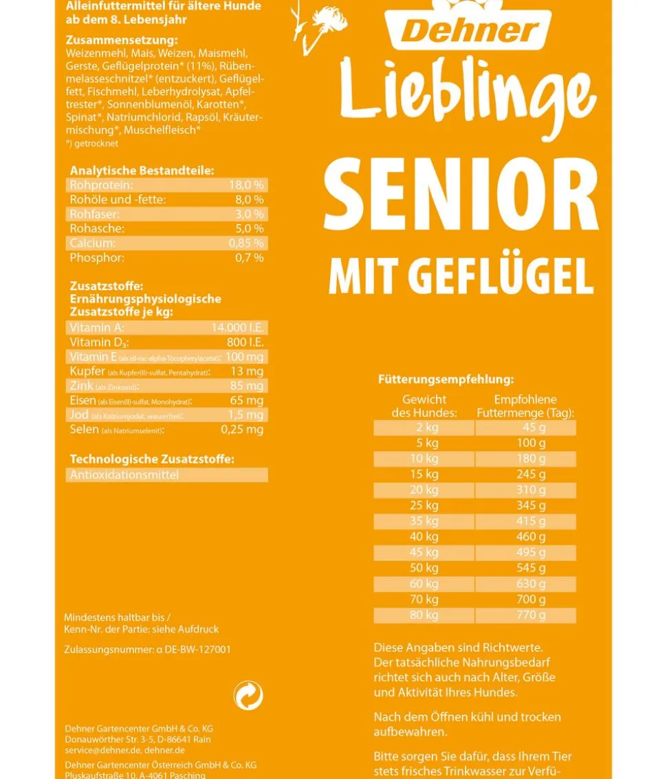 Dehner Lieblinge Trockenfutter für Hunde Senior, Geflügel