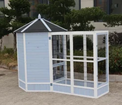 Dehner Lieblinge Vogelvoliere Santorini, weiß/blau, ca. Ø132/H180 cm