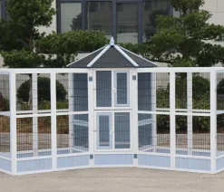 Dehner Lieblinge Vogelvoliere Santorini, weiß/blau, ca. Ø132/H180 cm
