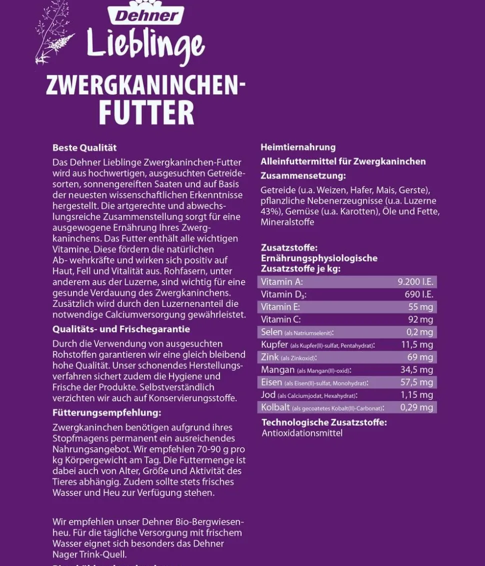Dehner Lieblinge Zwergkaninchen-Futter