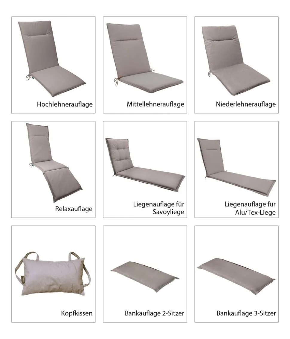 Dehner Liegenauflage Veneto für Alu-Tex-Liegen, ca. B55/H4/T198 cm