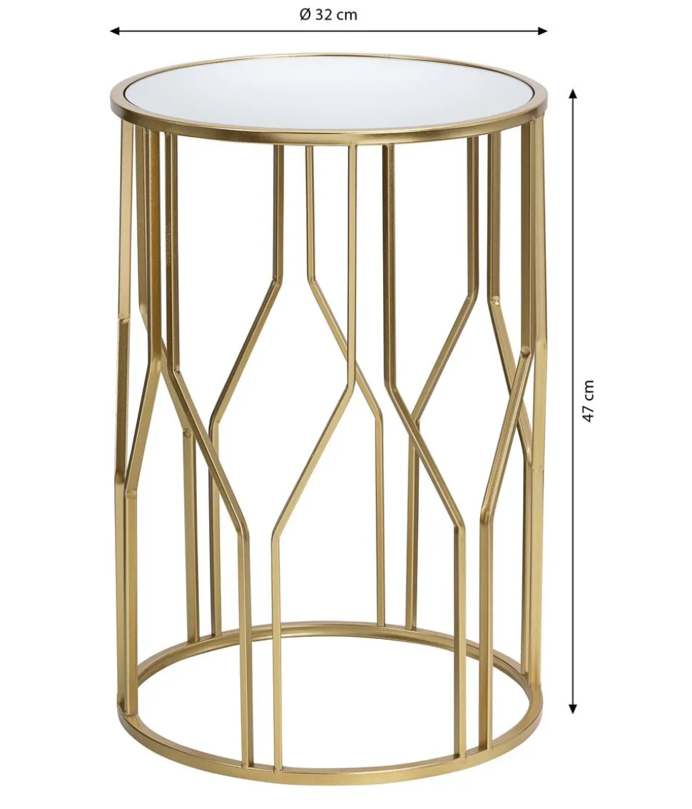 Dehner Metall-Beistelltisch, gold, ca. Ø32/H46,5 cm