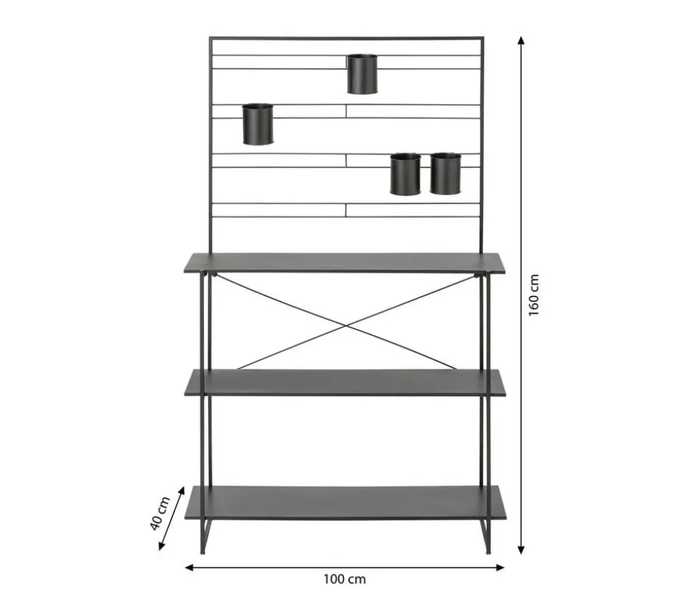Dehner Metall-Pflanztisch Provence, schwarz, ca. B100/H160/T40 cm