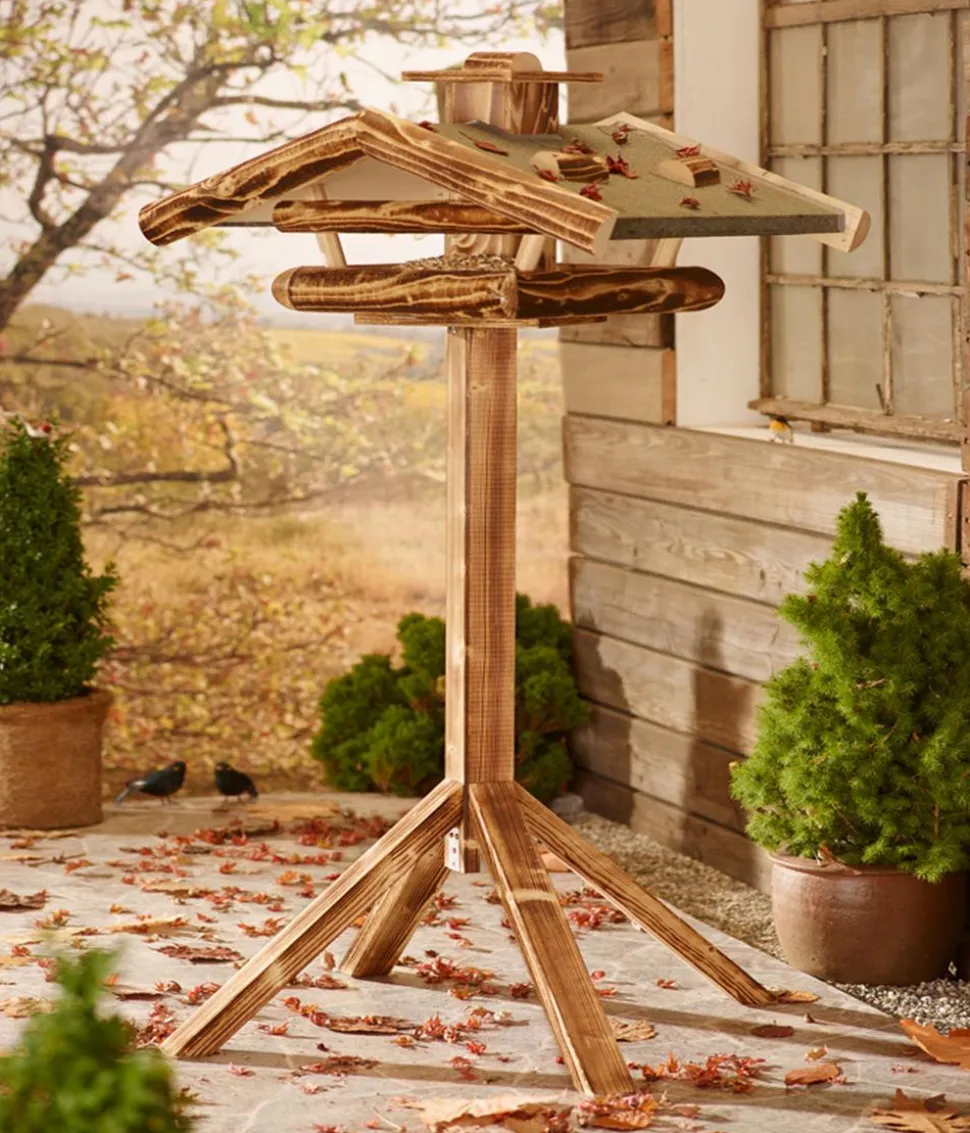 Dehner Natura Premium Futterhaus Watzmann, geflammt, inkl. Ständer, ca. B40/H133/T55 cm