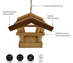 Dehner Natura Premium Futterhaus Sierra Madre, inkl. Ständer Alpstein, ca. B85/H149,5/T84,3 cm