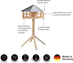 Dehner Natura Premium Futterhaus Sierra Madre, inkl. Ständer Alpstein, ca. B85/H149,5/T84,3 cm