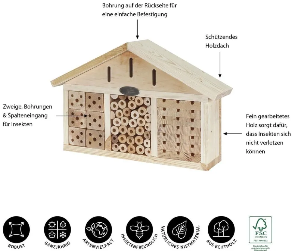 Dehner Natura Premium Insektenhotel Quinta, ca. B39/H26/T13 cm