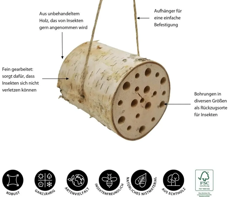 Dehner Natura Premium Insektenhotel Lugano, ca. Ø8/T9 cm
