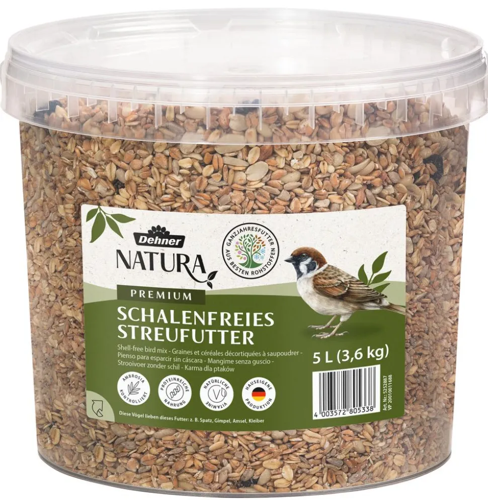 Dehner Natura Premium Wildvogel Streufutter schalenfrei im Eimer, 5 l