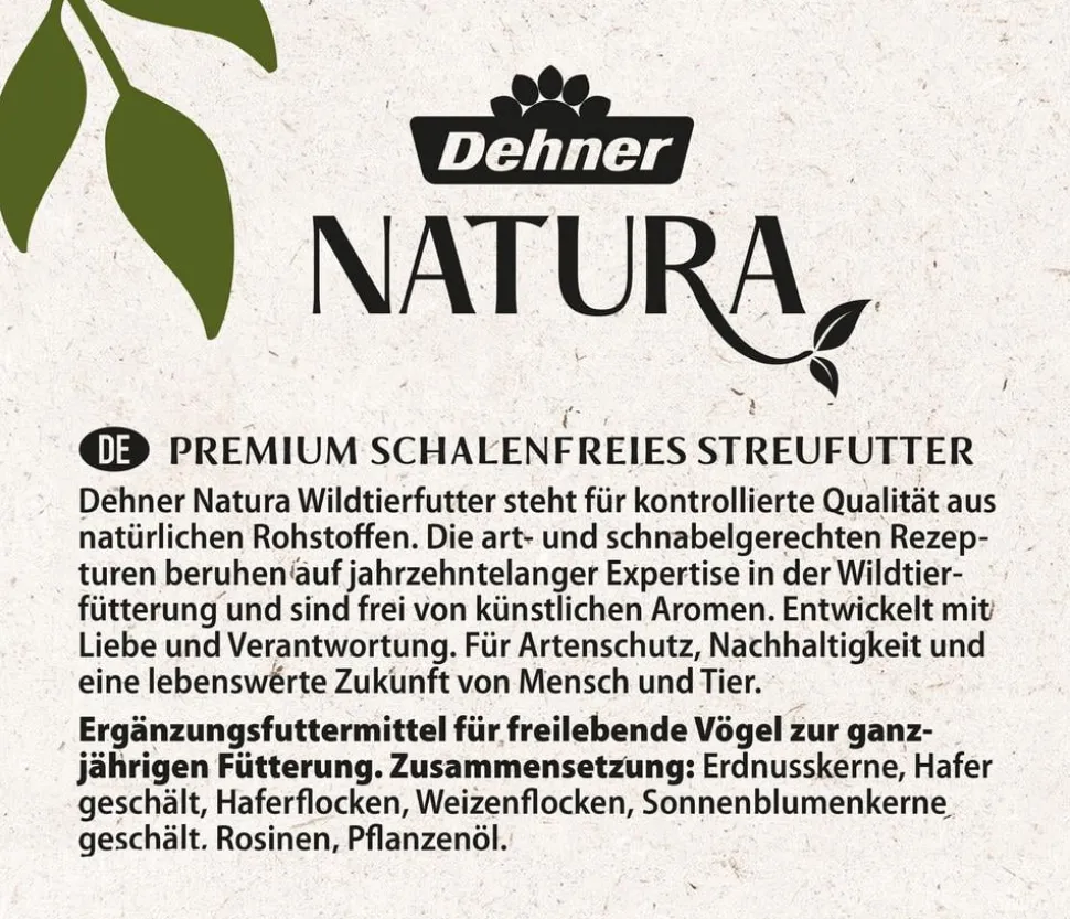 Dehner Natura Premium Wildvogel Streufutter schalenfrei im Eimer, 5 l