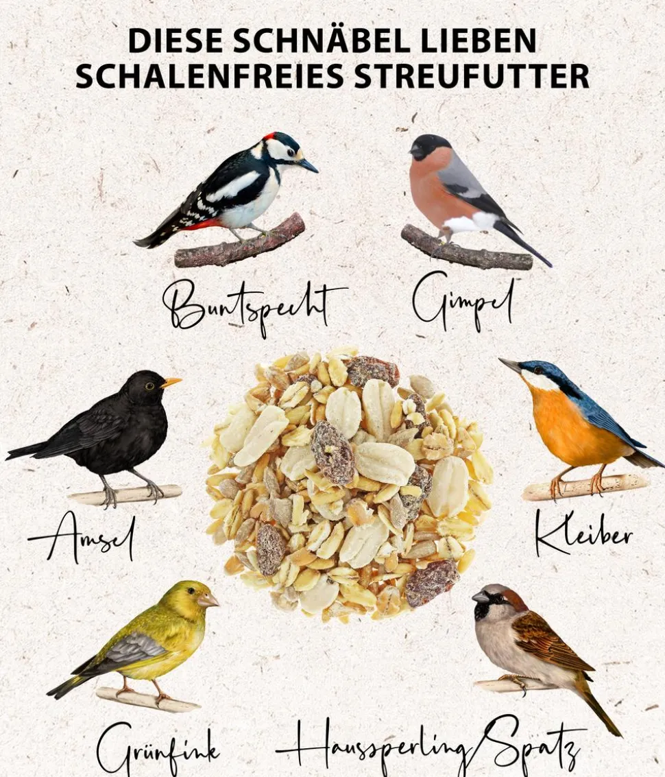Dehner Natura Premium Wildvogel Streufutter schalenfrei im Eimer, 5 l