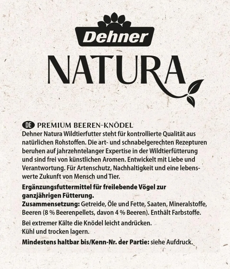 Dehner Natura Premium Wildvogelfutter Beeren-Meisenknödel, mit Netz, 6 Stk.
