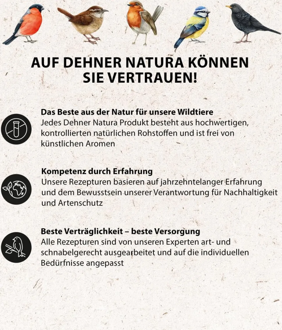 Dehner Natura Premium Wildvogelfutter Rindertalg im Glas, Sonnenblumenkerne, 8 x 250 g