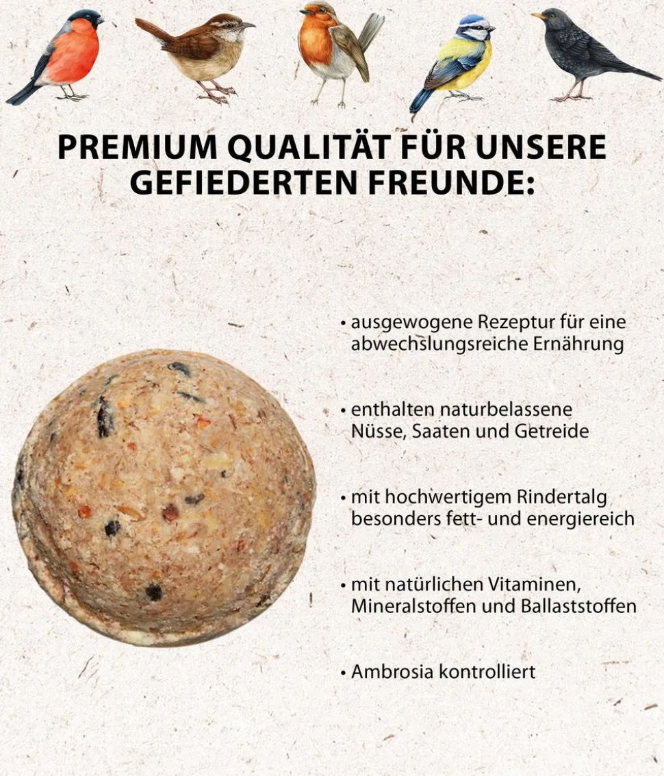 Dehner Natura Premium Wildvogelfutter Meisenknödel, mit Netz, 6 Stk.