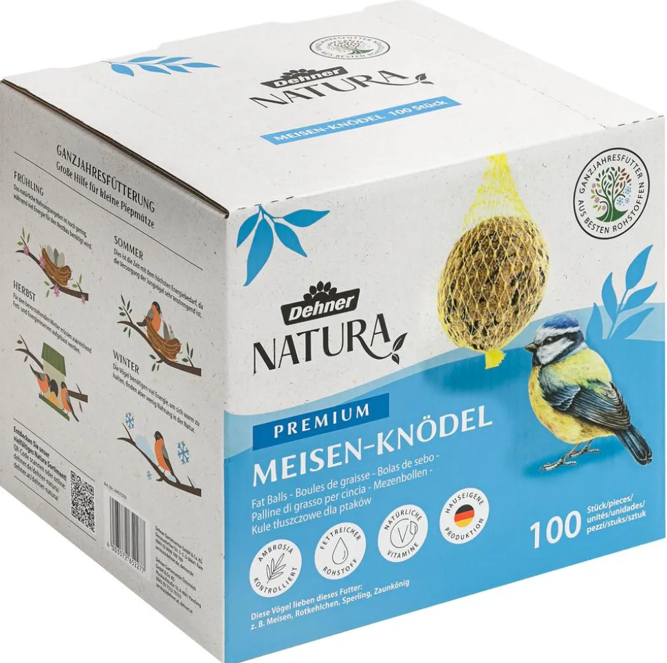 Dehner Natura Premium Wildvogelfutter Meisenknödel im Karton, mit Netz
