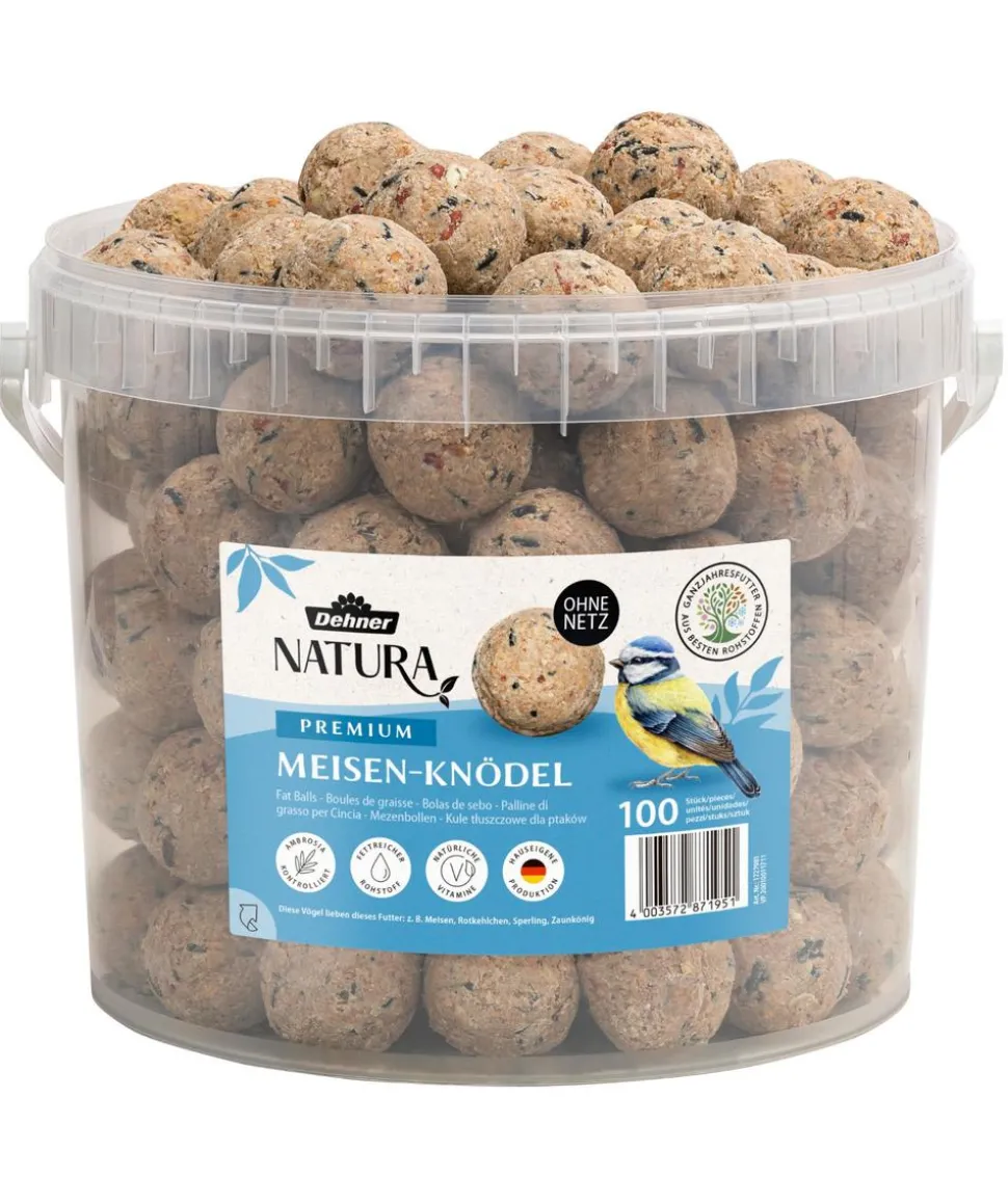 Dehner Natura Premium Wildvogelfutter Meisenknödel im Eimer, ohne Netz