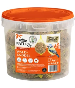 Dehner Natura Premium Wildvogelfutter Wald-Meisenknödel im Eimer, mit Netz, 30 Stk.