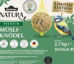 Dehner Natura Premium Wildvogelfutter Müsli-Meisenknödel im Eimer, mit Netz, 30 Stk.