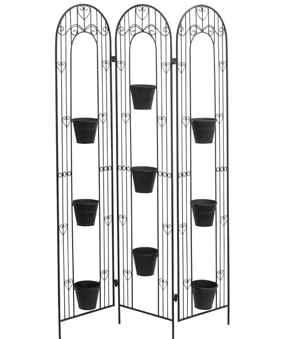 Dehner Paravent mit Pflanzgefäßen, ca. B110/H159/T13 cm
