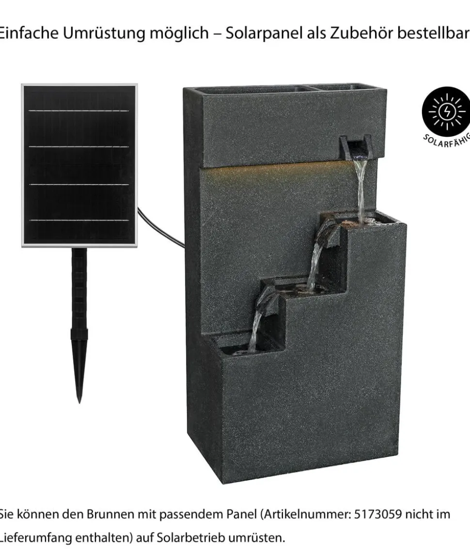 Dehner Polyethylen-Gartenbrunnen Gradino, solarfähig, ca. H80,5 cm