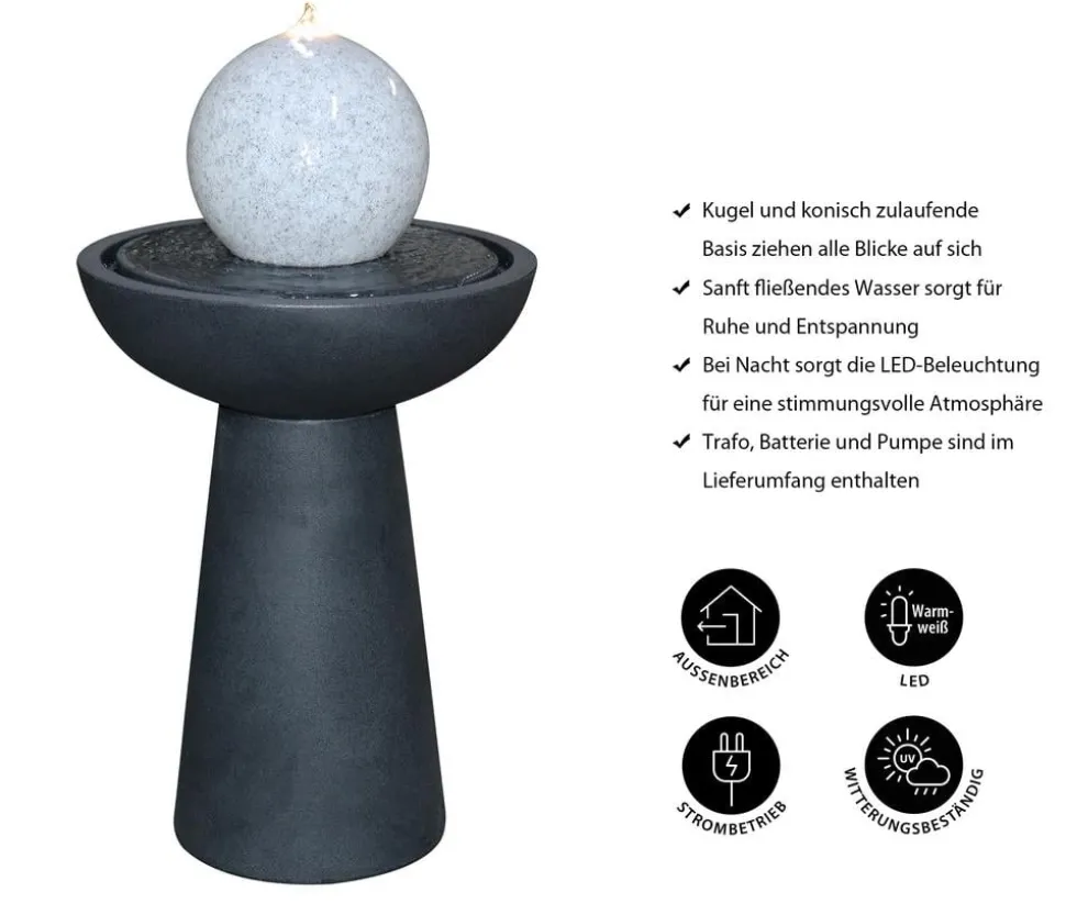 Dehner Polyethylen-Gartenbrunnen Aurora, solarfähig, ca. H88 cm