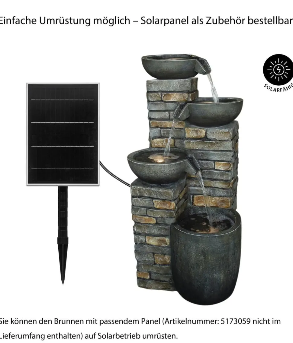 Dehner Polyresin-Gartenbrunnen Mattone, solarfähig, ca. H89 cm