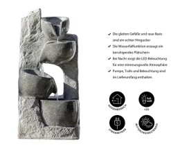Dehner Polyresin-Gartenbrunnen Circ, solarfähig, ca. H89 cm