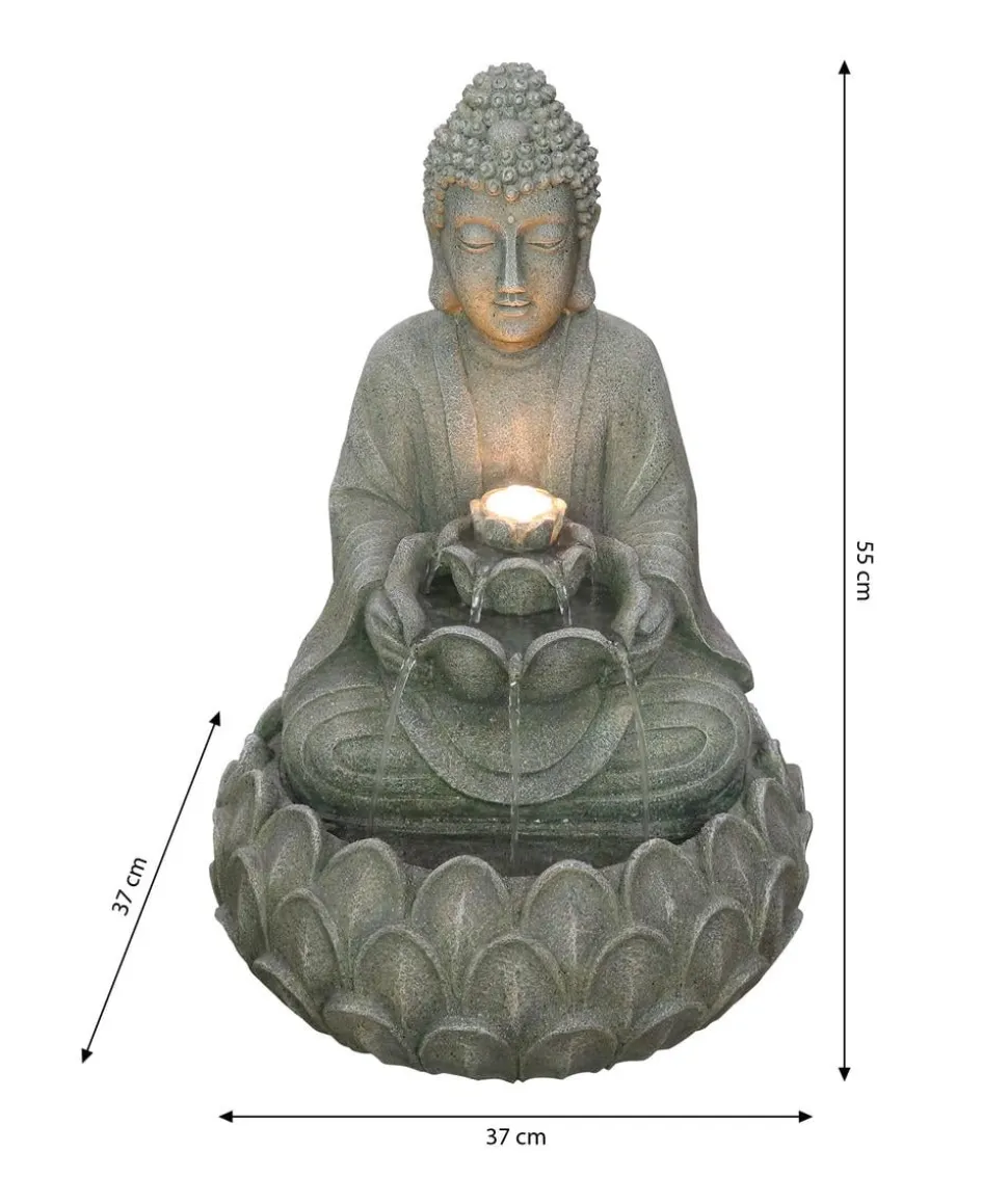 Dehner Polyresin-Gartenbrunnen Yoga, solarfähig, ca. H55 cm