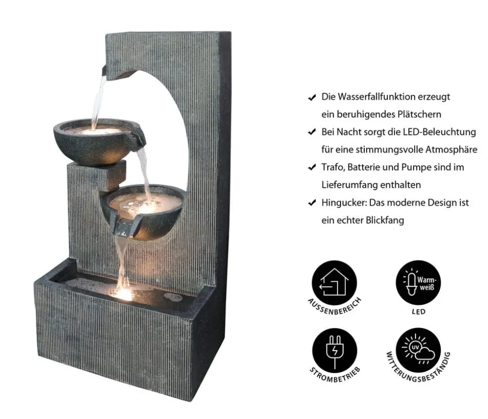 Dehner Polyresin-Gartenbrunnen Lorca, solarfähig, ca. H81 cm