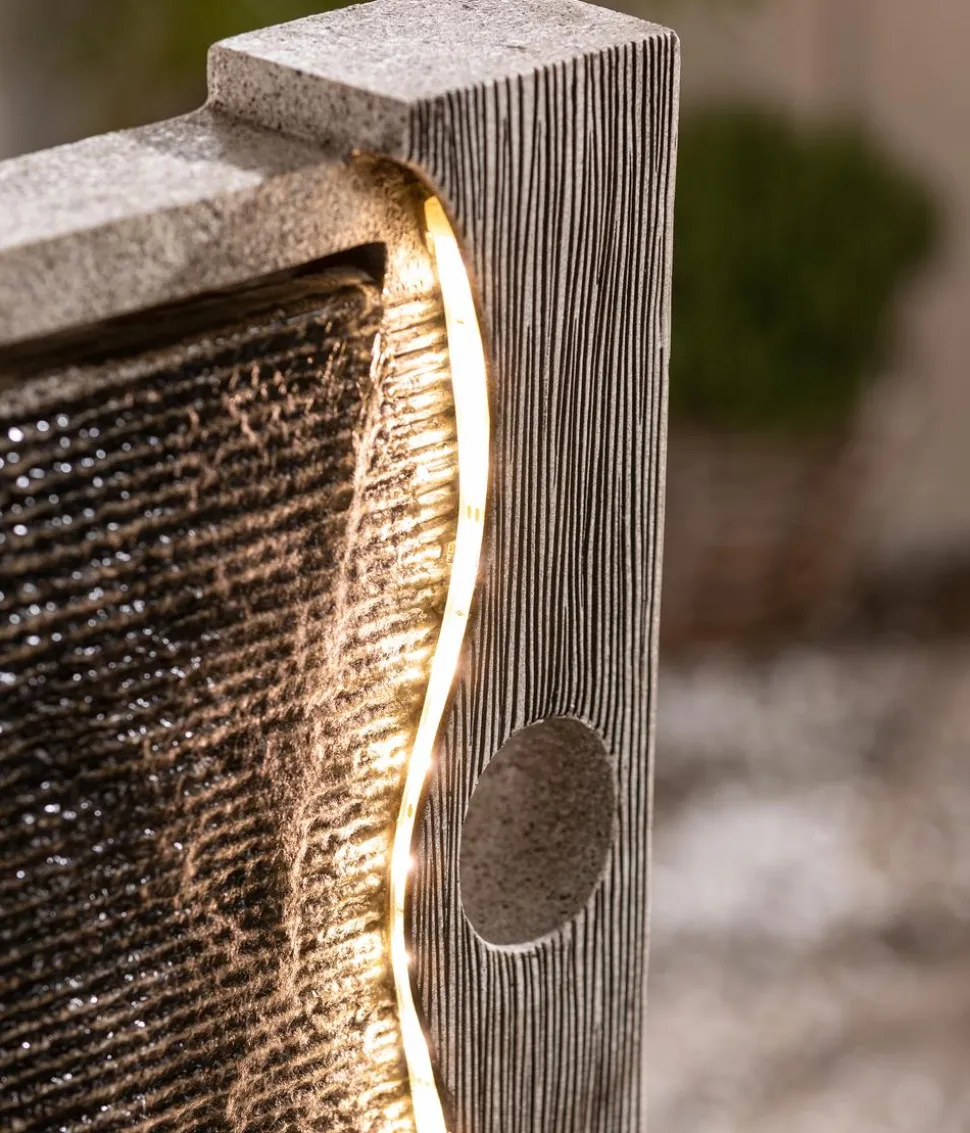 Dehner Polyresin-Gartenbrunnen Eclipse, solarfähig, ca. H100 cm