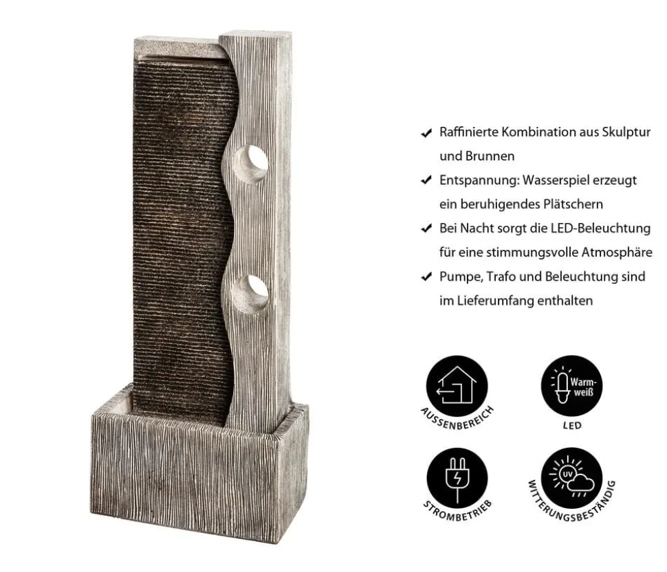 Dehner Polyresin-Gartenbrunnen Eclipse, solarfähig, ca. H100 cm