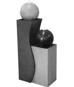 Dehner Polyresin-Gartenbrunnen Ying Yang, solarfähig, ca. H94 cm