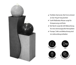 Dehner Polyresin-Gartenbrunnen Ying Yang, solarfähig, ca. H94 cm