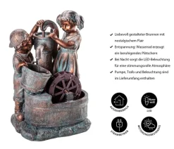 Dehner Polyresin-Gartenbrunnen Lea und Leon, solarfähig, ca. H68,5 cm